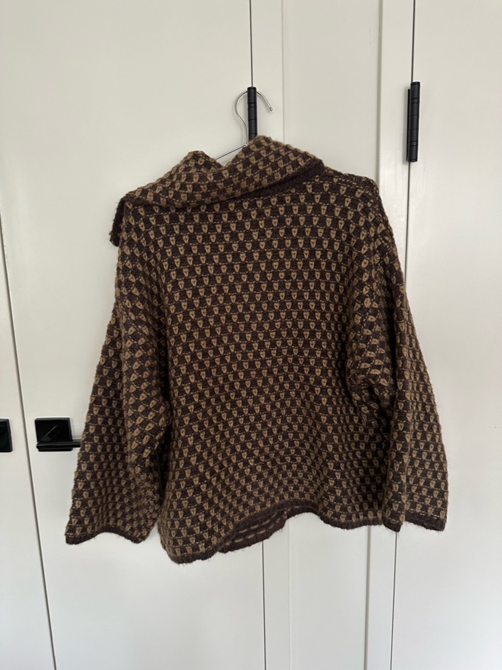 Zara Brown Patterned Wool-Blend Pea Coat - Picture 4 of 6